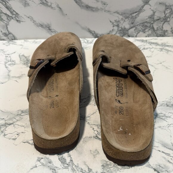 Birkenstock Tatami Women 9N Boston Clog Shoe Comfort Slip On Beige Suede Buckle - Picture 4 of 5